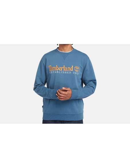 Timberland Felpa Girocollo Con Logo Established 1973 Ricamato Da Uomo In Blu Scuro