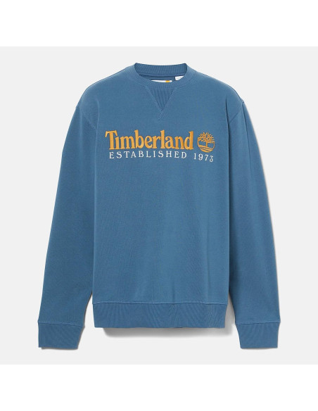 Timberland Felpa Girocollo Con Logo Established 1973 Ricamato Da Uomo In Blu Scuro