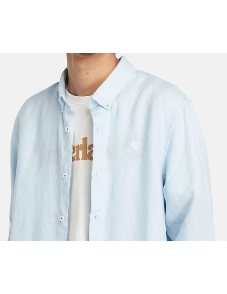 Timberland Camicia In Lino Mill Brook Da Uomo In Celeste