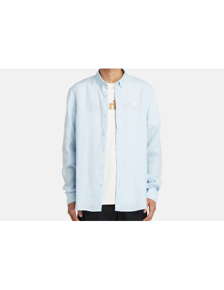 Timberland Camicia In Lino Mill Brook Da Uomo In Celeste