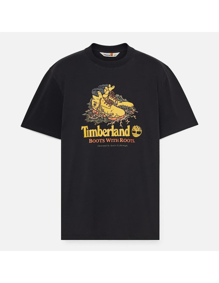 Timberland T-Shirt Con Grafica Di Stivale Sul Davanti In Colore Nero