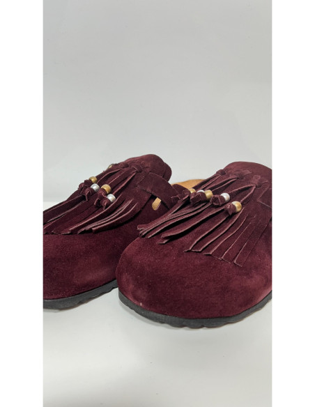 Ovyè Scarpe Con Frange In Camoscio Bordeaux