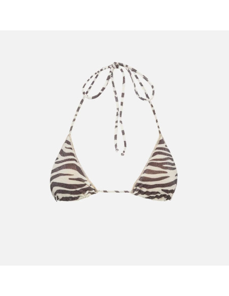 Saint Barth Leah Top Triangolo In Lurex Con Stampa Zebrata