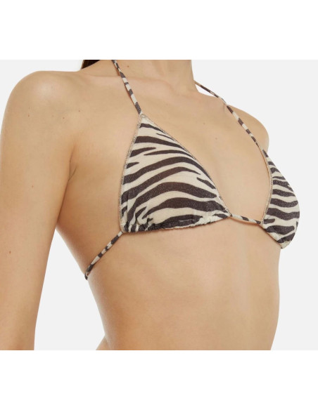 Saint Barth Leah Top Triangolo In Lurex Con Stampa Zebrata