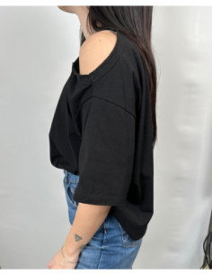 Vicolo T-shirt Girocollo Oversize In Cotone Con Spalle Cut-Out. 2