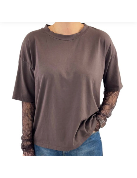 Susy Mix T-shirt Con Maniche In Pizzo
