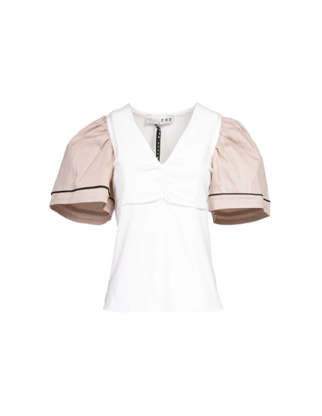 Haveone T-shirt Scollo V Con Arricciatura