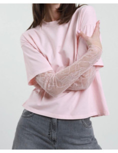 Susy Mix T-shirt Con Maniche In Pizzo