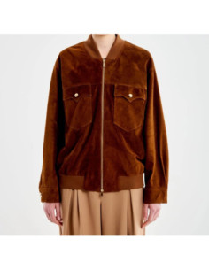 Vicolo Bomber Over Scamosciato in Vera Pelle