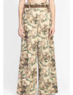 Vicolo Pantalone In Denim Mimetico A  Palazzo