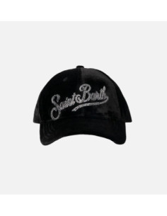 Saint Barth Cappellino Da Baseball In Velluto Nero Con Logo In Strass