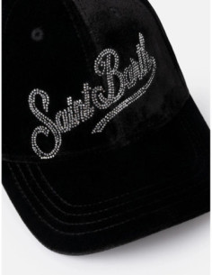 Saint Barth Cappellino Da Baseball In Velluto Nero Con Logo In Strass 2