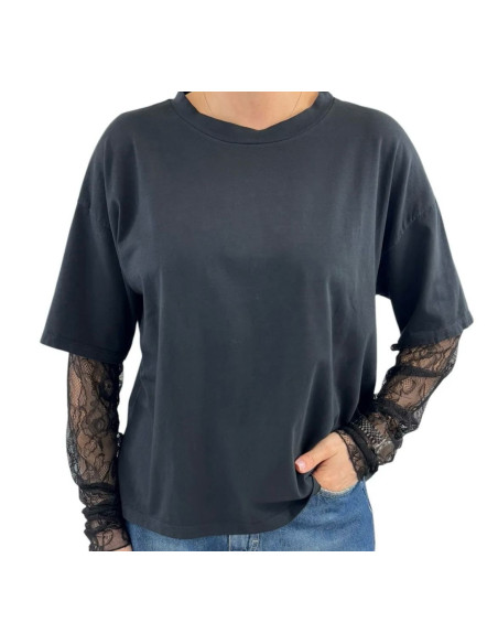 Susy Mix T-shirt Con Maniche In Pizzo