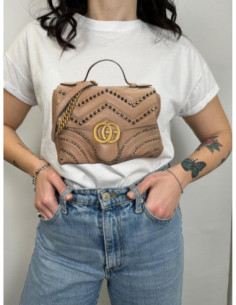 Tensione In T-shirt Con Stampa Borsa Con Strass 2