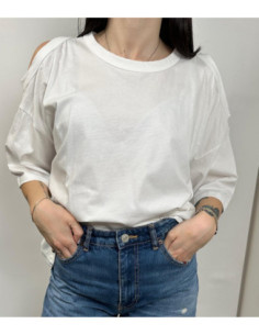 Vicolo T-shirt Girocollo Oversize In Cotone Con Spalle Cut-Out.