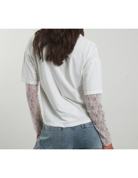 Susy Mix Polo Con Maniche In Pizzo