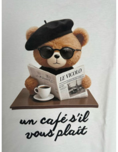 Vicolo T-shirt Bianca Stampa Teddy Paris