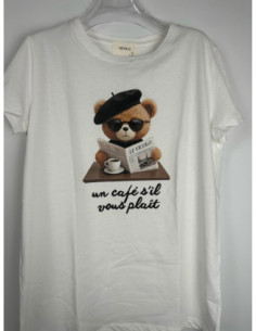 Vicolo T-shirt Bianca Stampa Teddy Paris 2