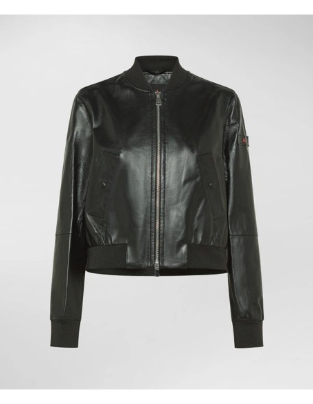 Peuterey Bomber In Nappa Tinta Con Dettagli In Maglia