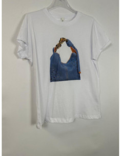 Tensione In T-shirt Con Stampa Borsa Con Strass
