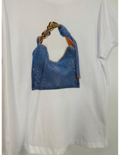 Tensione In T-shirt Con Stampa Borsa Con Strass 2