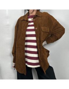 Vicolo  Overshirt con Tasca in Vera Pelle