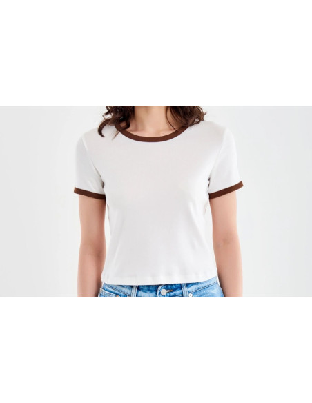 Vicolo T-Shirt a Costine Profili a Contrasto