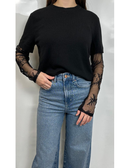 Vicolo Maglia con Maniche In Pizzo