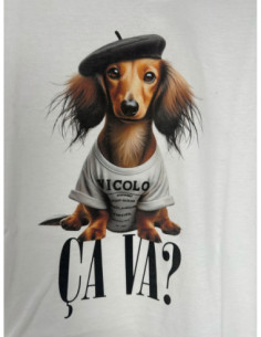Vicolo T-Shirt Over Stampa Cane Basco