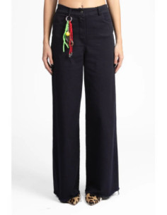 Tensione In Pantalone Palazzo Sfrangiato Con Charms