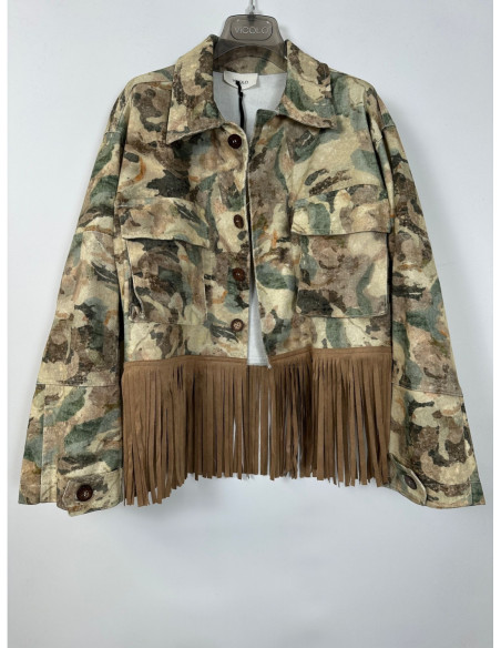 Vicolo Giacca Camouflage Con Frange