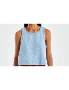 Vicolo Top In Denim Con Rombi