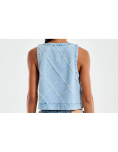 Vicolo Top In Denim Con Rombi 2