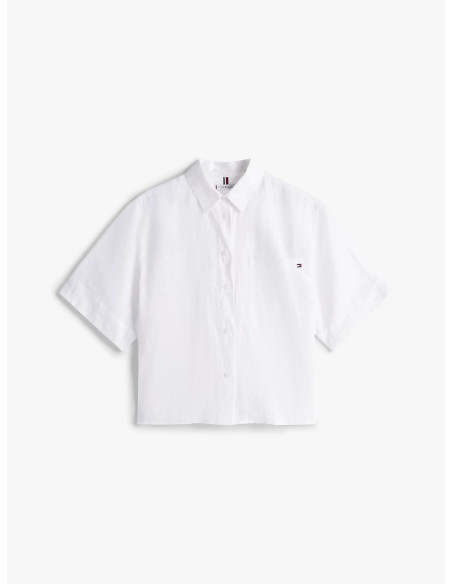 Tommy Hilfiger Camicia Relaxed Fit a Maniche Corte In Lino