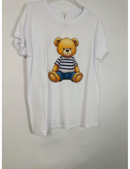Tensione In T-shirt Stampa Orsetto