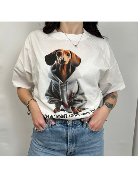Vicolo T-shirt Over Stampa Bassotto
