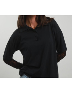 Susy Mix Polo Con Maniche In Pizzo