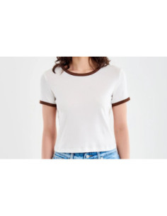 Vicolo T-Shirt a Costine Profili a Contrasto