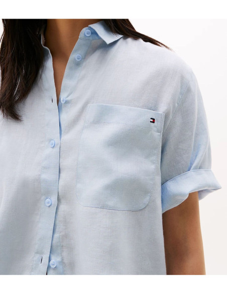 Tommy Hilfiger Camicia Relaxed Fit a Maniche Corte In Lino