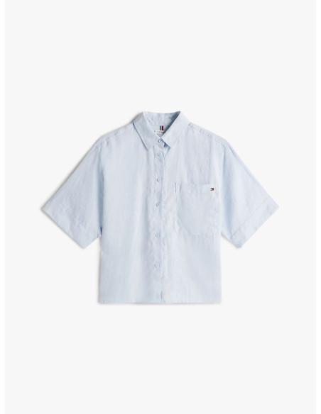 Tommy Hilfiger Camicia Relaxed Fit a Maniche Corte In Lino