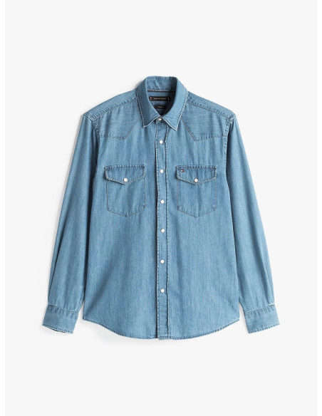 Tommy Hilfiger Camicia Regular Fit In Denim Stile Western