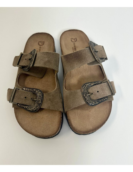 Divine Follie Sandali In Crosta Taupe Con Fibbie