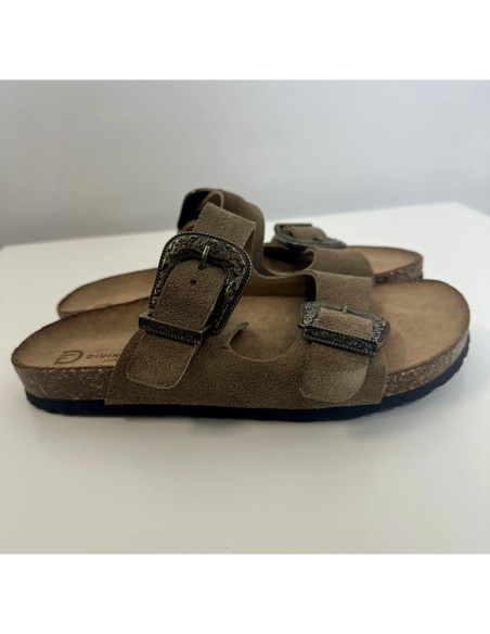 Divine Follie Sandali In Crosta Taupe Con Fibbie