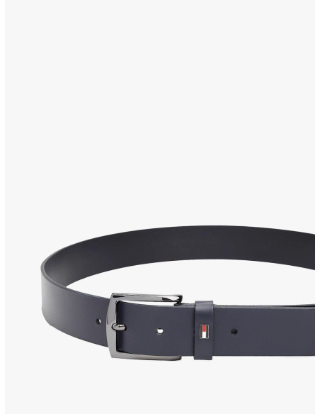 Tommy Hilfiger Cintura Denton In Pelle Con Bandiera Smaltata