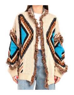 Tensione In Cardigan Sfrangiato Fantasia Rombi