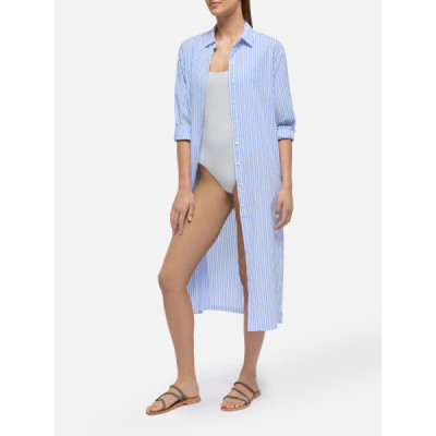 Saint Barth Abito Maxi in Cotone Con Stampa a Righe Adeline Saint Barth Abito Maxi in Cotone Con Stampa a Righe Adeline