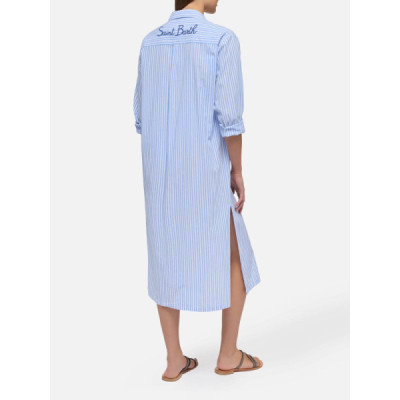 Saint Barth Abito Maxi in Cotone Con Stampa a Righe Adeline Saint Barth Abito Maxi in Cotone Con Stampa a Righe Adeline