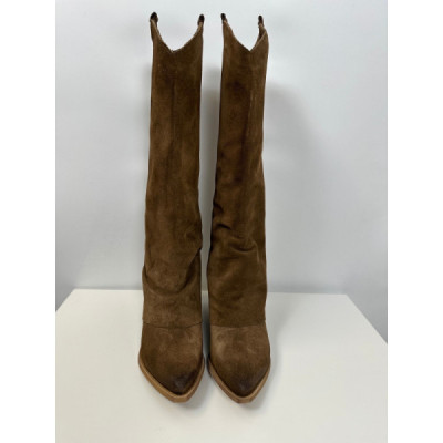 Divine Follie Texani In Camoscio Taupe Con Rovescia