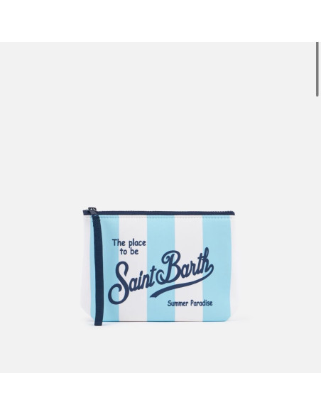 Saint Barth Pochette Aline in scuba a righe azzurre