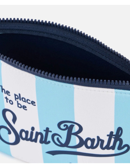 Saint Barth Pochette Aline in scuba a righe azzurre